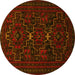 Round Machine Washable Persian Yellow Traditional Rug, wshtr1533yw