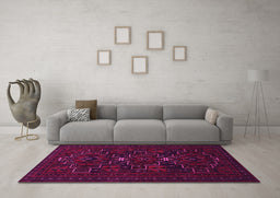 Machine Washable Persian Pink Traditional Rug in a Living Room, wshtr1533pnk