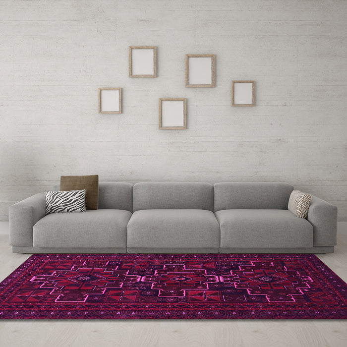Machine Washable Persian Pink Traditional Rug in a Living Room, wshtr1533pnk