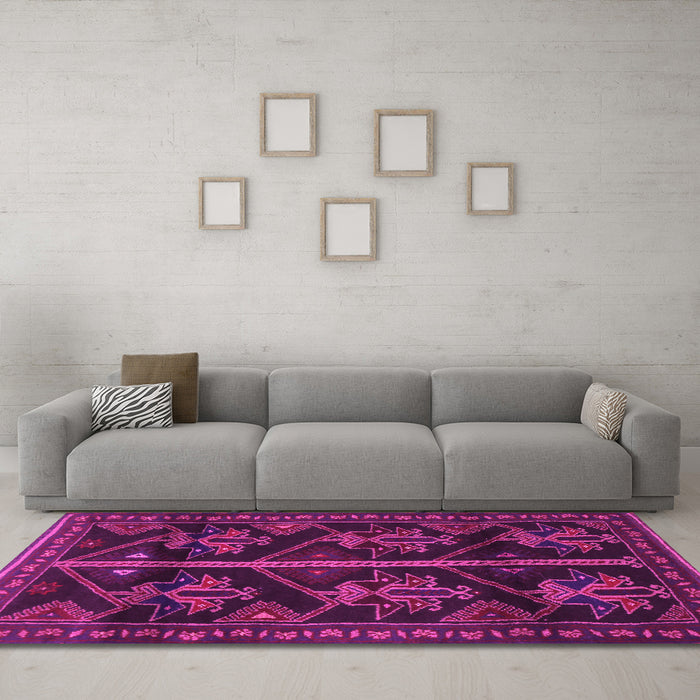 Machine Washable Persian Pink Traditional Rug in a Living Room, wshtr1534pnk