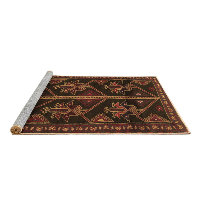 Sideview of Machine Washable Persian Brown Traditional Rug, wshtr1534brn