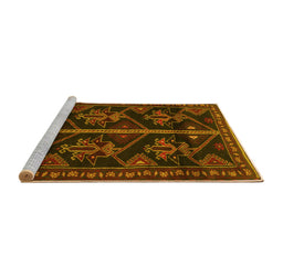 Sideview of Machine Washable Persian Yellow Traditional Rug, wshtr1534yw