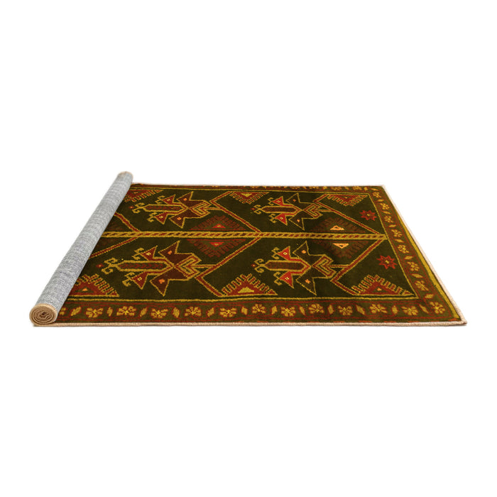 Sideview of Machine Washable Persian Yellow Traditional Rug, wshtr1534yw