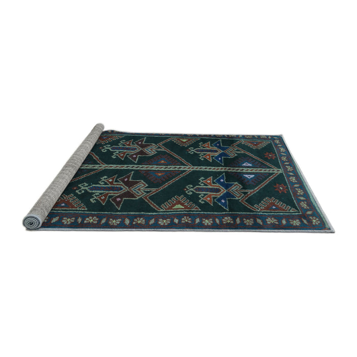 Sideview of Machine Washable Persian Light Blue Traditional Rug, wshtr1534lblu