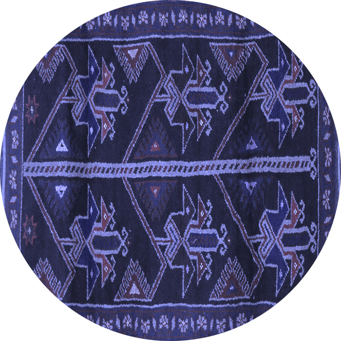 Round Persian Blue Traditional Rug, tr1534blu