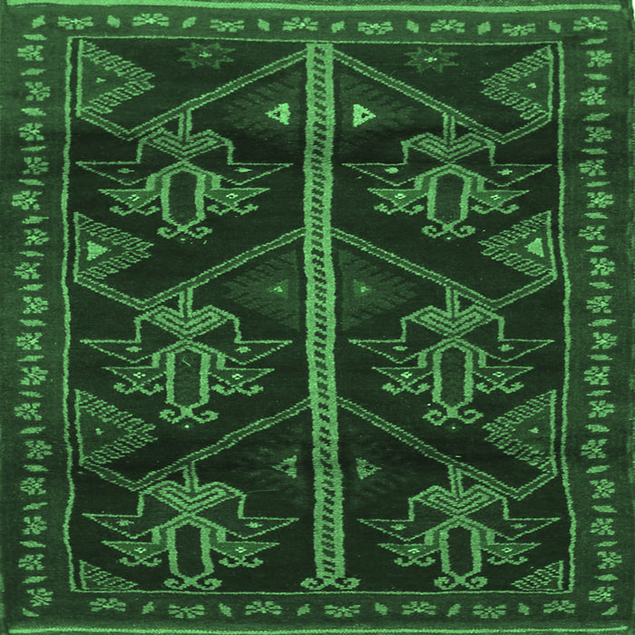Square Persian Emerald Green Traditional Rug, tr1534emgrn