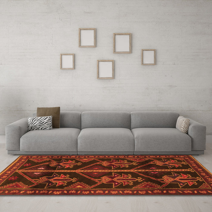 Machine Washable Persian Orange Traditional Area Rugs in a Living Room, wshtr1534org