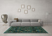 Machine Washable Persian Turquoise Traditional Area Rugs in a Living Room,, wshtr1534turq