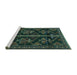 Sideview of Machine Washable Persian Turquoise Traditional Area Rugs, wshtr1534turq