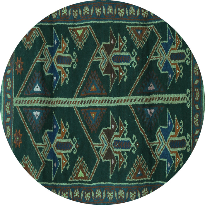 Round Machine Washable Persian Turquoise Traditional Area Rugs, wshtr1534turq