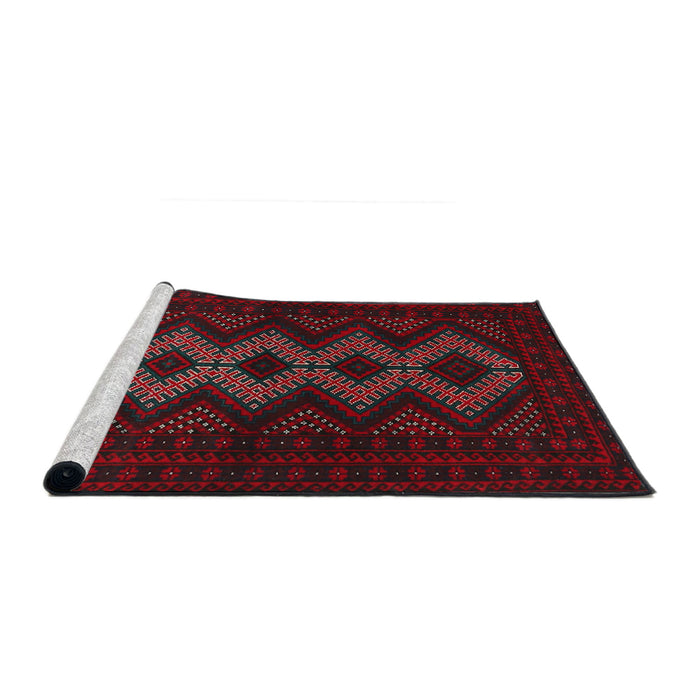 Sideview of Machine Washable Traditional Burgundy Brown Rug, wshtr1535