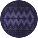 Round Persian Blue Traditional Rug, tr1535blu
