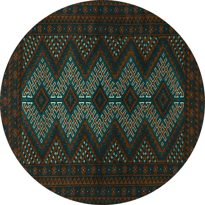 Round Persian Turquoise Traditional Rug, tr1535turq