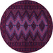 Round Machine Washable Persian Purple Traditional Area Rugs, wshtr1535pur