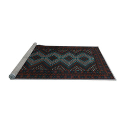 Sideview of Machine Washable Persian Light Blue Traditional Rug, wshtr1535lblu