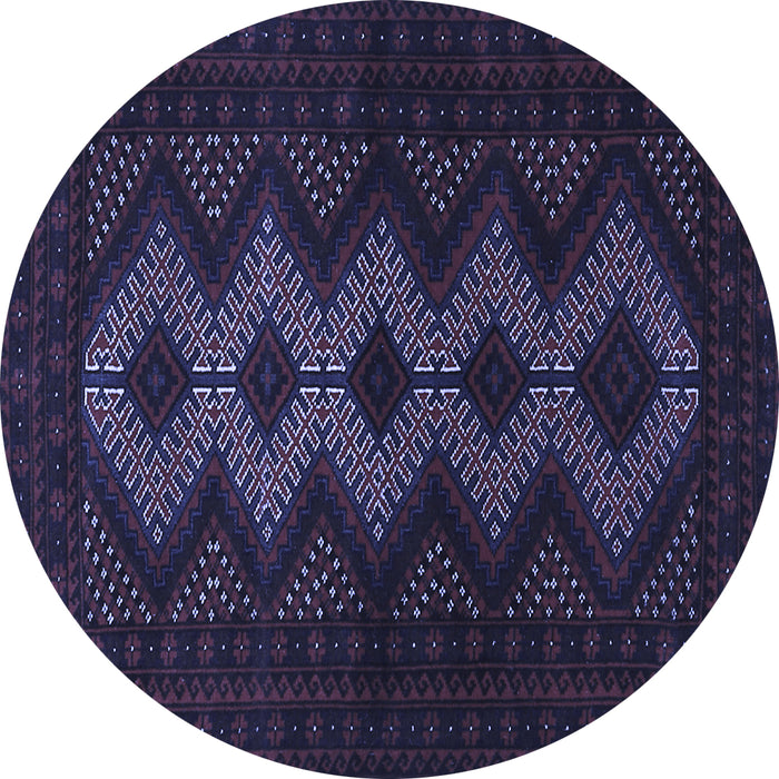 Round Machine Washable Persian Blue Traditional Rug, wshtr1535blu