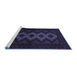 Sideview of Machine Washable Persian Blue Traditional Rug, wshtr1535blu