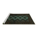 Sideview of Machine Washable Persian Turquoise Traditional Area Rugs, wshtr1535turq