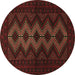 Round Persian Brown Traditional Rug, tr1535brn