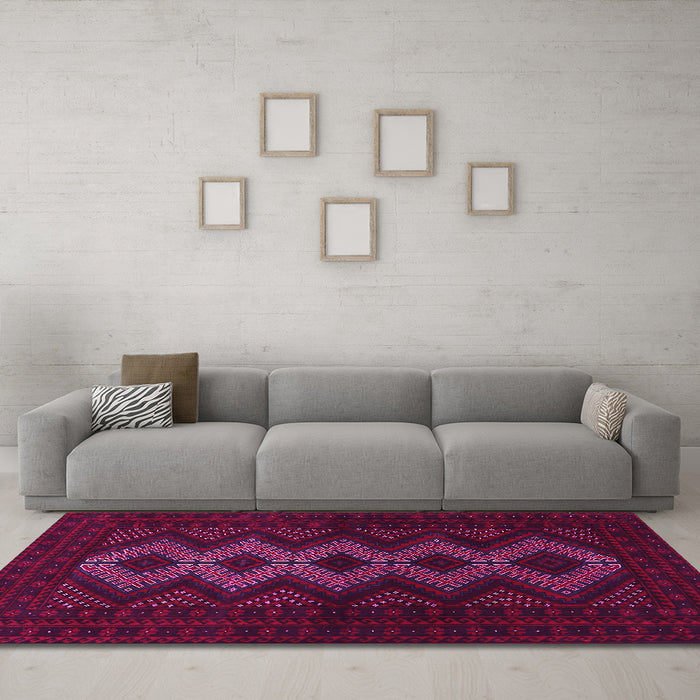 Machine Washable Persian Pink Traditional Rug in a Living Room, wshtr1535pnk