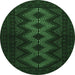 Round Machine Washable Persian Emerald Green Traditional Area Rugs, wshtr1535emgrn