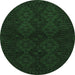 Round Machine Washable Persian Emerald Green Traditional Area Rugs, wshtr1536emgrn