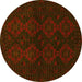 Round Persian Yellow Traditional Rug, tr1536yw