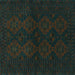 Square Persian Turquoise Traditional Rug, tr1536turq
