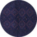 Round Persian Blue Traditional Rug, tr1536blu