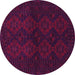 Round Machine Washable Persian Pink Traditional Rug, wshtr1536pnk