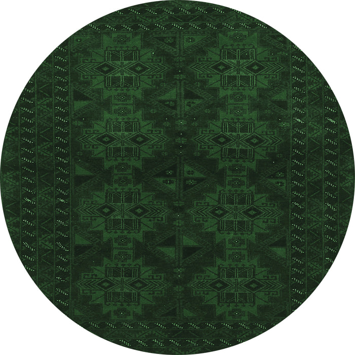 Round Persian Emerald Green Traditional Rug, tr1536emgrn