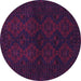 Round Machine Washable Persian Purple Traditional Area Rugs, wshtr1536pur