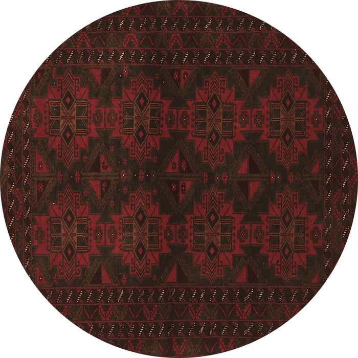 Round Persian Brown Traditional Rug, tr1536brn