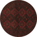 Round Persian Brown Traditional Rug, tr1536brn
