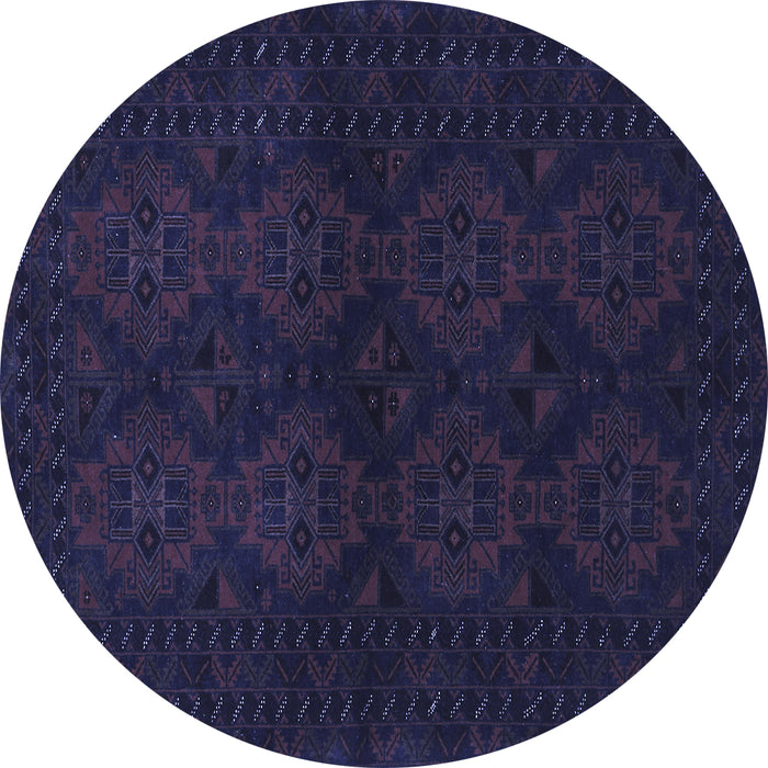 Round Machine Washable Persian Blue Traditional Rug, wshtr1536blu