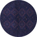 Round Machine Washable Persian Blue Traditional Rug, wshtr1536blu