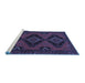 Sideview of Machine Washable Persian Blue Traditional Rug, wshtr1537blu