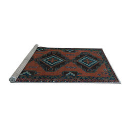 Sideview of Machine Washable Persian Light Blue Traditional Rug, wshtr1537lblu