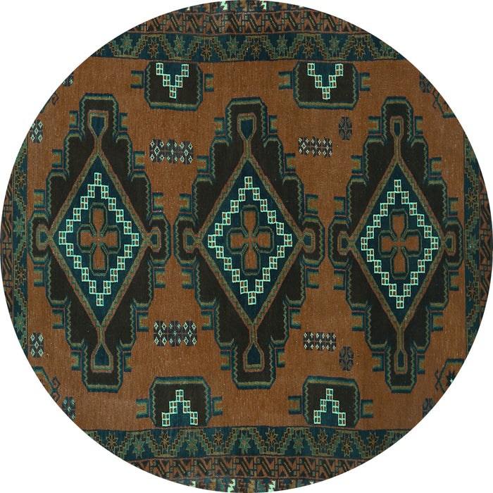 Round Machine Washable Persian Turquoise Traditional Area Rugs, wshtr1537turq