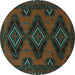 Round Machine Washable Persian Turquoise Traditional Area Rugs, wshtr1537turq