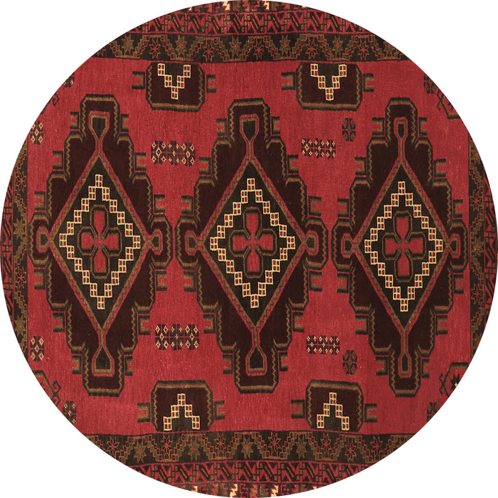 Round Persian Brown Traditional Rug, tr1537brn