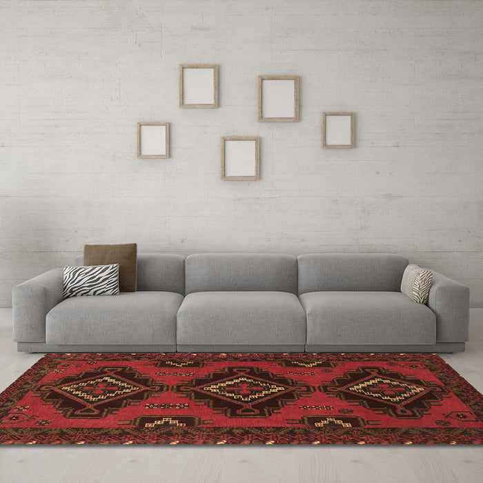 Machine Washable Persian Brown Traditional Rug in a Living Room,, wshtr1537brn