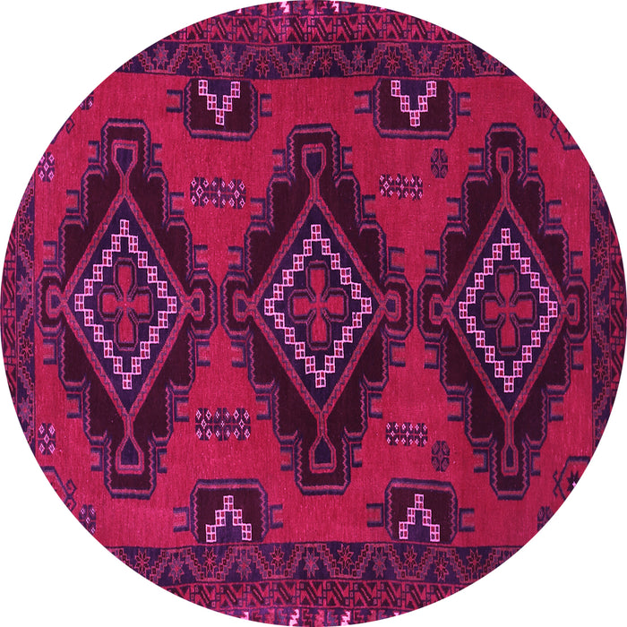 Round Machine Washable Persian Pink Traditional Rug, wshtr1537pnk