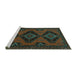 Sideview of Machine Washable Persian Turquoise Traditional Area Rugs, wshtr1537turq