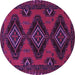 Round Machine Washable Persian Purple Traditional Area Rugs, wshtr1537pur