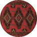 Round Machine Washable Persian Brown Traditional Rug, wshtr1537brn