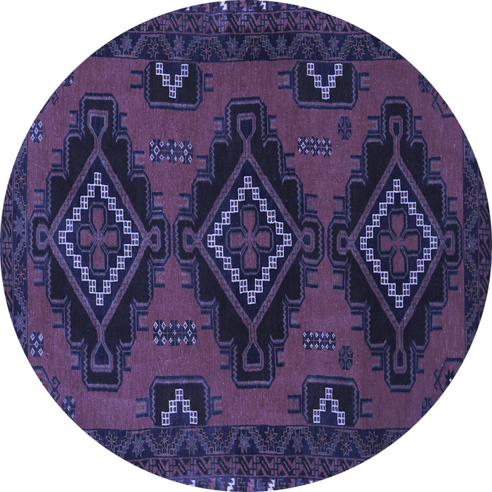 Round Machine Washable Persian Blue Traditional Rug, wshtr1537blu