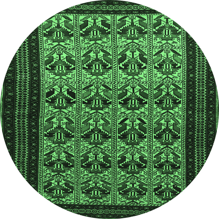 Round Persian Emerald Green Traditional Rug, tr1538emgrn