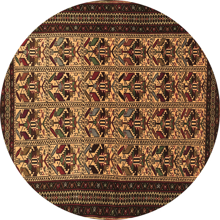 Round Persian Brown Traditional Rug, tr1538brn