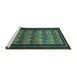 Sideview of Machine Washable Persian Turquoise Traditional Area Rugs, wshtr1538turq